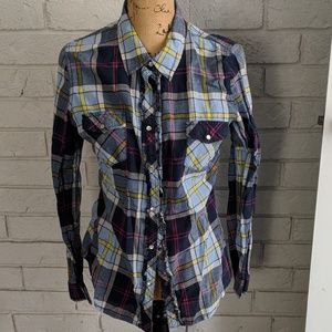 Flannel button up with popper buttons